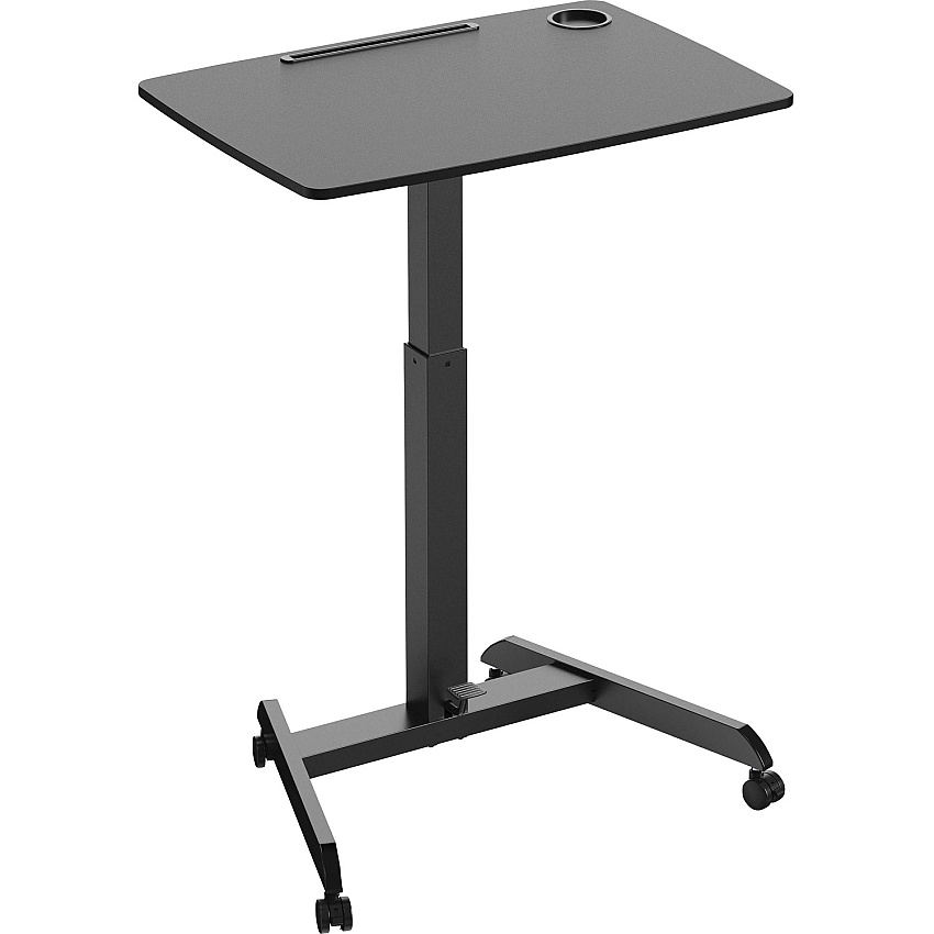 Kantek Adjustable Height Mobile Sit Stand Desk Adjustable Height - 22" Table Top Length x 31.50" Table Top Width - 49" Height - Assembly Required - Black - Melamine Top Material - 1 Each (STS330B)
