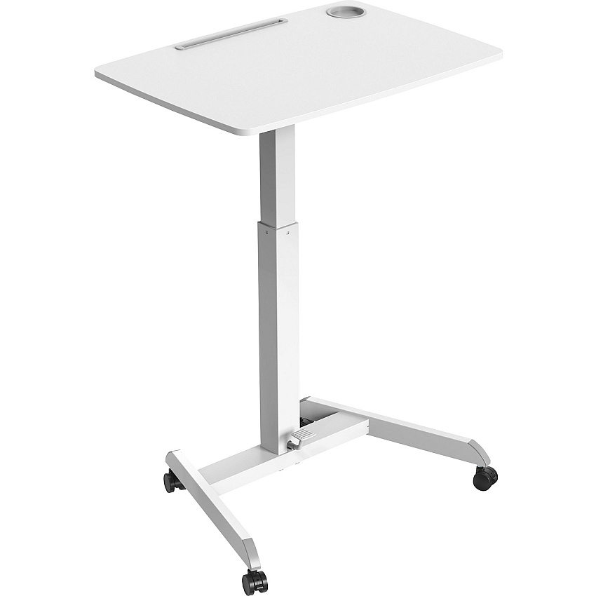 Kantek Adjustable Height Mobile Sit Stand Desk Adjustable Height - 22" Table Top Length x 31.50" Table Top Width - 49" Height - Assembly Required - White - Melamine Top Material - 1 Each (STS330W)