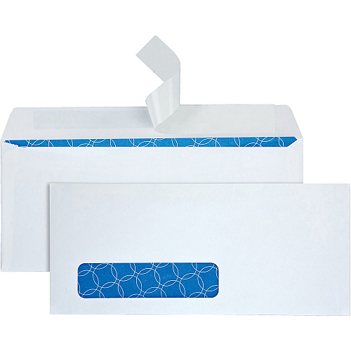 Quality Park No. 10 Single Window Security Tint Treated Business Envelopes Business - #10 - 4 1/8" Width x 9 1/2" Length - 24 lb - Flap - White - 500 / Box (90119R)