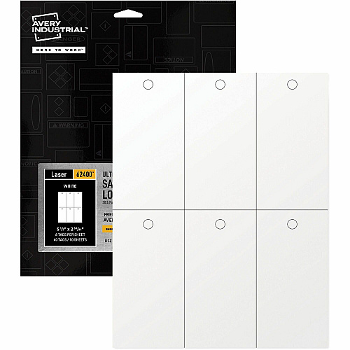 Avery UltraDuty Plastic Tags, 5.5" x 2.83" , White 2.92" Length x 5.50" Width - Plastic, Polyester - Matte White - 60 / Pack (62400)