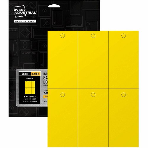 Avery UltraDuty Plastic Tags, 5.5" x 2.83" , Yellow 2.92" Length x 5.50" Width - Plastic, Polyester - Yellow - 60 / Pack (62402)