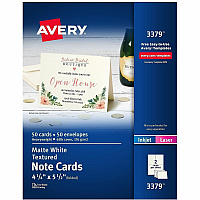 Avery&reg; Note Card Textured - White - 50/Pack - 6 / Carton (03379)
