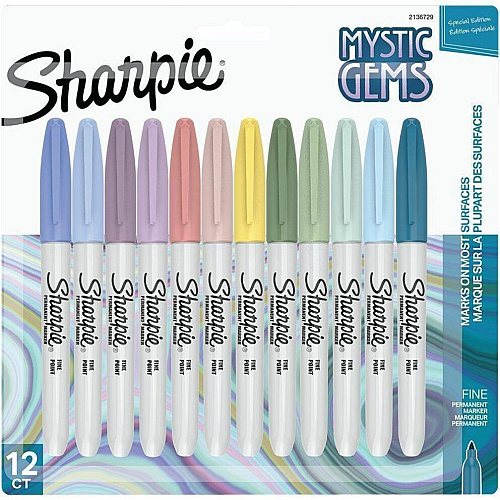 Sharpie Mystic Gems Permanent Markers Fine Marker Point - Multi Ink - 12 / Pack (2136729)