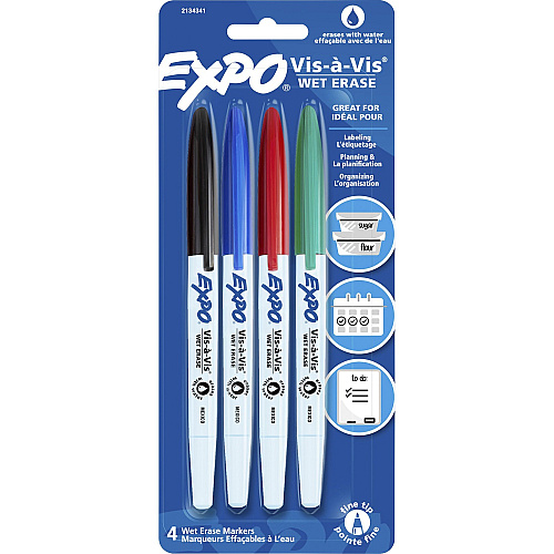 Expo Vis-à-Vis Wet-Erase Markers Fine Marker Point - Multi Ink - 4 / Pack (2134341)