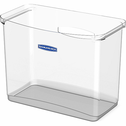 Bankers Box Portable Open Desktop File Box with Side Handles, 1 Each Desktop - Hanging Rail, Handle, Durable - Clear - Polypropylene - 1 Each (0086401)