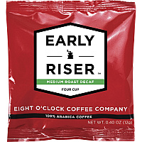 Eight O'Clock Pouch Early Riser Decaf Coffee Pouch - Arabica - Decaffeinated - 100 / Carton (CCFEOC4D100)