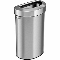 HLS Commercial Semi-Round Open Top Trash Can 23 gal Capacity - Half-round - Fingerprint Proof, Smudge Resistant, Durable, Handle - 33" Height x 12.4" Width x 19.8" Depth - Stainless Steel - Silver - 1 Each (HLS23DOT)