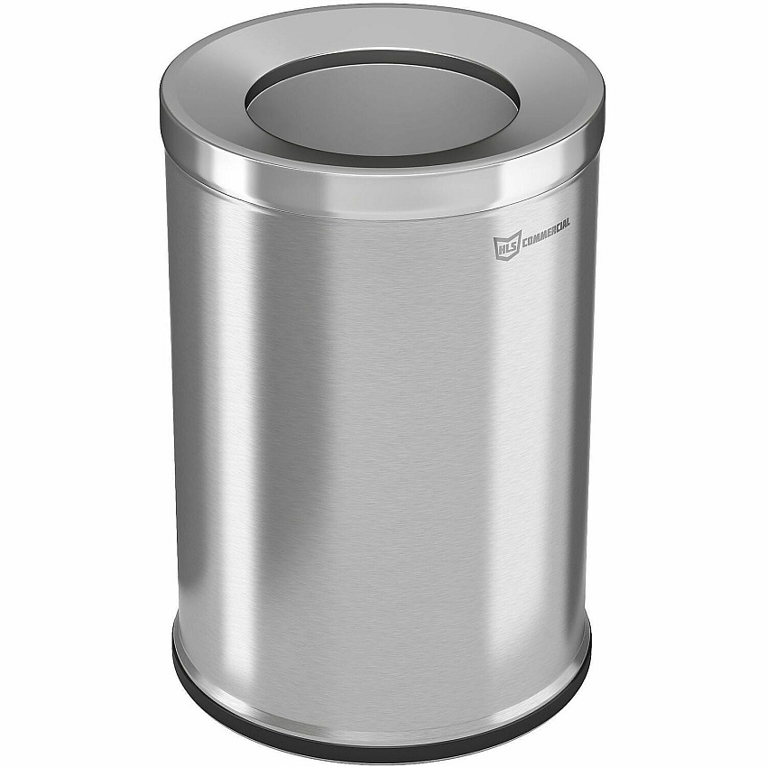 HLS Commercial 26-Gallon Round Open Top Trash Can 26 gal Capacity - Round - Handle, Smudge Resistant, Easy to Clean, Fingerprint Resistant - 28.7" Height x 18.9" Width x 12" Diameter - Brushed Stainless Steel, Galvanized Steel - Gray - 1 Each (HLSC05G26)