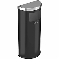 HLS Commercial 9-Gallon Half-Round Side-Entry Trash Can 9 gal Capacity - Half-round - Removable Lid, Handle, Wall Mountable, Fingerprint Resistant, Smudge Resistant, Reinforced - 35.4" Height x 7.9" Width - Powder Coated Steel, Galvanized Ste (HLSC01G09B)