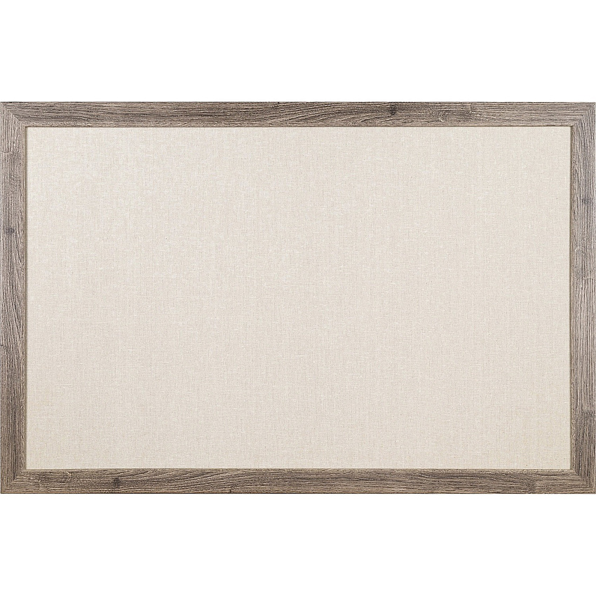 U Brands Linen Bulletin Board, 35" X 23" , Rustic Wood Frame 24" Board Height x 36" Board Width - Tan Linen Surface - Self-healing, Durable, Mounting System, Tackable, Sturdy, Damage Resistant - Rustic Wood Frame - 1 Each (4891U0001)