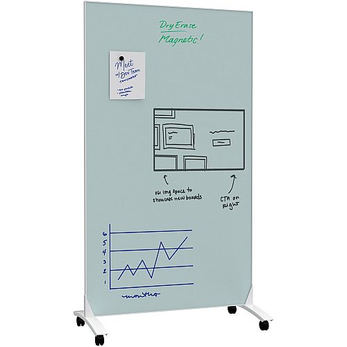 U Brands Double Sided Magnetic Glass Dry-Erase Mobile Floor Easel, 72" X 42" 42" (3.5 ft) Width x 72" (6 ft) Height - Tempered Glass Surface - Rectangle - Vertical - Floor Standing - Magnetic - Eraser Included - Assembly Required - 1 Each (4777U0001)