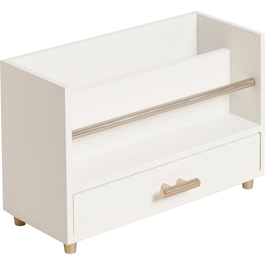 U Brands Juliet Collection Letter Sorter 6" Height x 3.80" Width x 9.50" Depth - Desktop - Sturdy, Durable, Pull-out Drawer - White - Pine Wood, Metal - 1 Each (3464U0312)