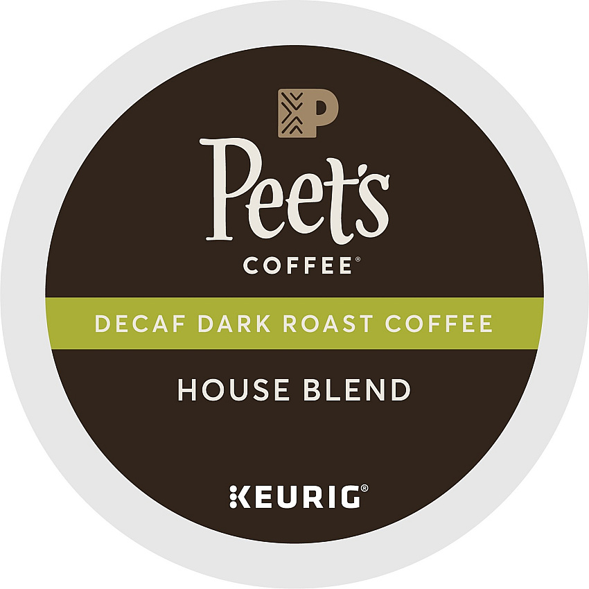 Peet's Coffee&reg; K-Cup House Blend Decaf Coffee Compatible with Keurig Brewer - Dark - K-Cup - House Blend - Decaffeinated - 22 / Box (2408)