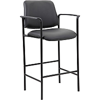 Boss Square Back Stool Black Seat Color - Vinyl Seat Material - Black Back Color - Black Frame Color - Armrest - 1 Each (B169503CS)