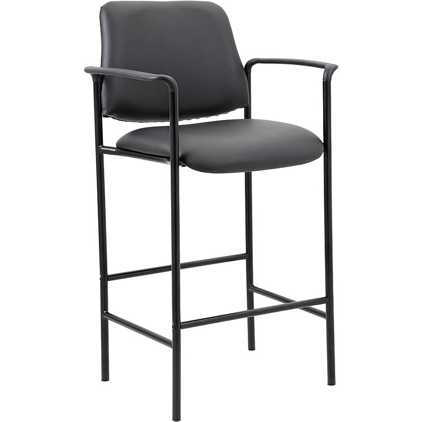 Boss Square Back Stool Black Seat Color - Vinyl Seat Material - Black Back Color - Black Frame Color - Armrest - 1 Each (B169503CS)