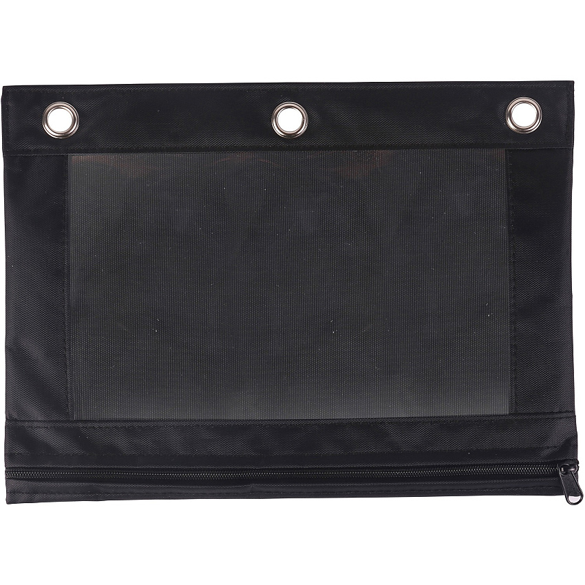 Business Source Binder Pencil Pouch 10" Height x 7.4" Width - Black - 1 Each (BSN18303)