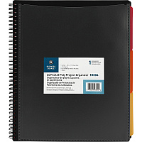 Business Source 1/3 Tab Cut Letter Organizer Folder 8 1/2" x 11" - Spiral Fastener - 24 Pocket(s) - Black - 1 Each (BSN18304)