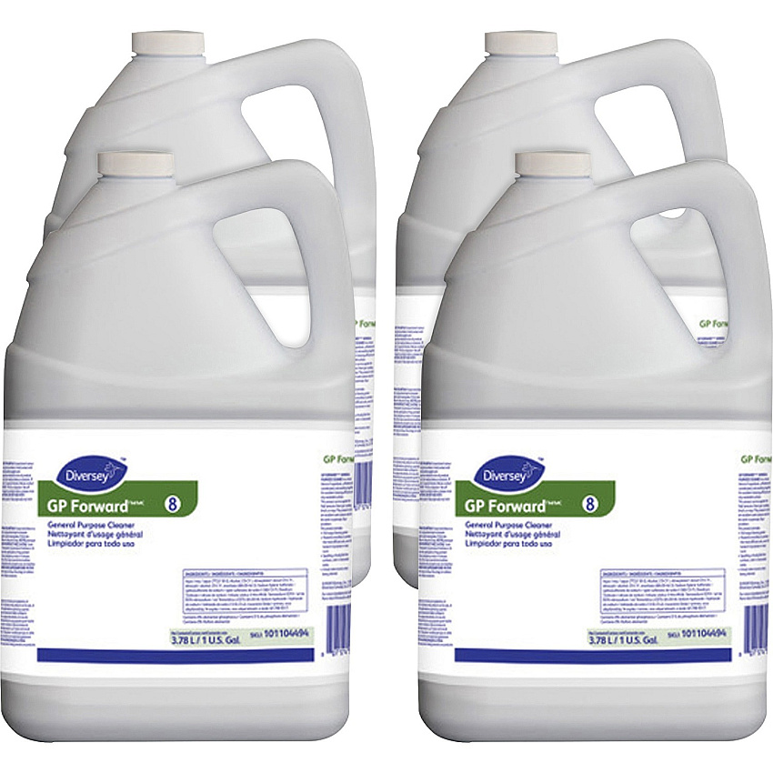 Diversey GP Forward General Purpose Cleaner Concentrate - 128 fl oz (4 quart) - Citrus Scent - Versatile, Rinse-free, Kosher - Clear Green - 4 / Carton (101104494CT)