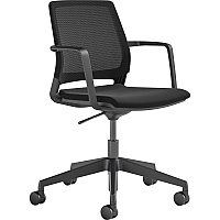 Safco Medina Conference Chair 22" Height x 18" Width x 18" Depth Chair Seat, 16" Height x 18" Width Chair Back, 37" Height x 28" Width x 28" Depth Chair, x 5" Length Cylinder Stroke - Finish: Black (6828BL)