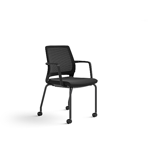 Safco Medina Guest Chair 16" Height x 18" Width Chair Back, 18" Height x 18" Width x 18" Depth Chair Seat, 33.5" Height x 23.5" Width x 23.5" Depth Chair - Finish: Black (6829BL)