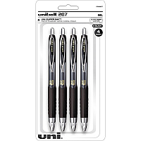 uni-ball uniball™ 207 Gel Pen Ultra Micro Conical Pen Point - Refillable - Retractable - Black Ink - Gel-based, Pigment-based - Plastic Barrel - Tungsten Carbide, Stainless Steel Tip - 4 / Pack (1790927)