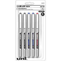 uni-ball uniball&trade; Vision Rollerball Pen 0.7 mm Fine Pen Point - Black, Blue, Red Ink - 5 / Pack (60510PP)
