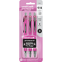 uni-ball uni&reg; Jetstream RT Pink Ribbon Ballpoint Pen 1 mm Medium Pen Point - Multi Ink - Pink Barrel - 3 / Pack (70202)