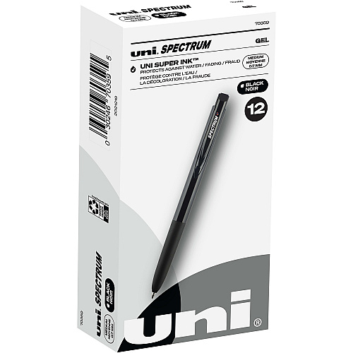 uni-ball uni&reg; Spectrum Gel Pen 0.7 mm Medium Pen Point - Black Ink - Gel-based - 1 Dozen (70359)