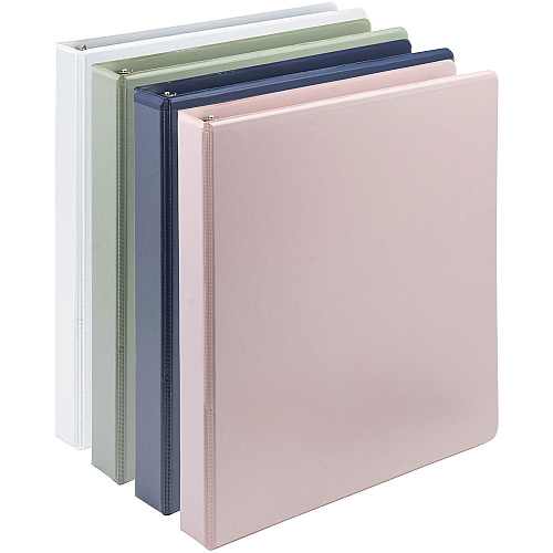 Samsill Eco-Conscious View Binder 1" Binder Capacity - Letter - 8 1/2" x 11" Sheet Size - Fastener(s): D-Ring - Pocket(s): 2, Internal - Polypropylene, Fiberboard - Indigo, Sage, White, Riose - Clear Overlay, Non-glare - 4 / Pack (MP46939)