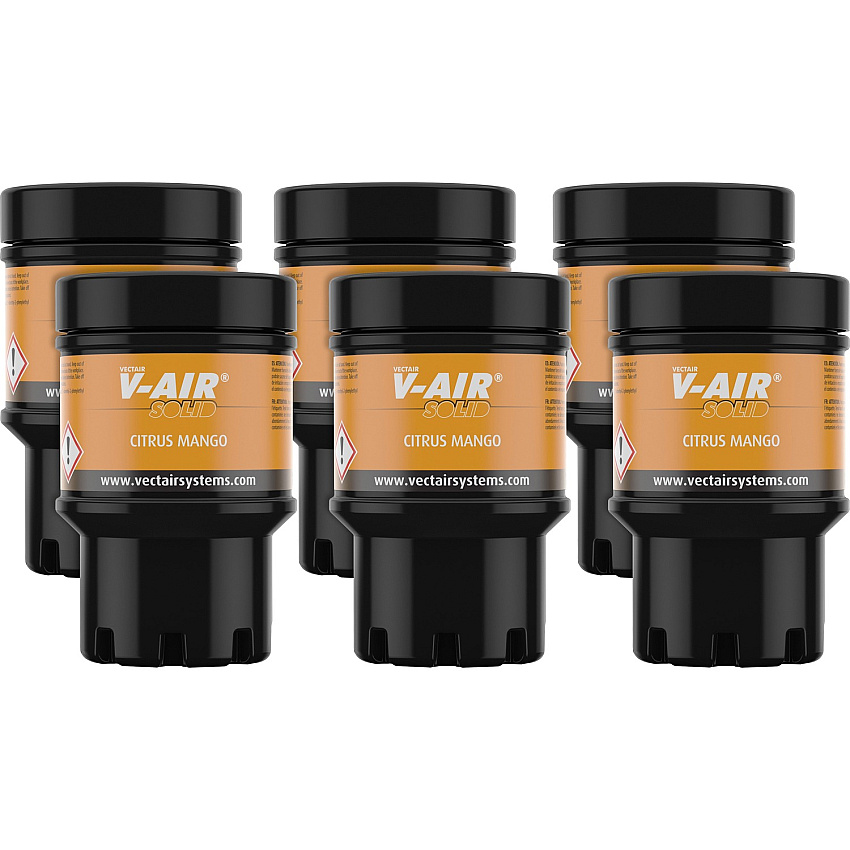 Vectair Systems V-Air MVP Dispenser Fragrance Refill Spray - 6000 ft³ - Citrus Mango - 60 Day - Odor Neutralizer - 6 / Carton (SOLIDCIT)