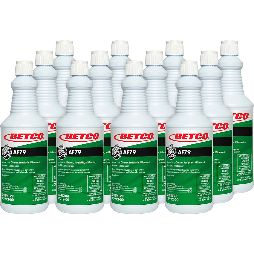 Betco AF79 Acid-Free Bathroom Cleaner Ready-To-Use - 32 fl oz (1 quart) - Citrus Bouquet Scent - Disinfectant, Deodorize, Long Lasting, Rinse-free - Clear Blue - 12 / Carton (0791200CT)