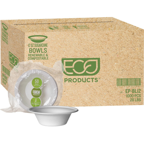 Eco-Products 12-oz. Sugarcane Bowls (EPBL12PCT)