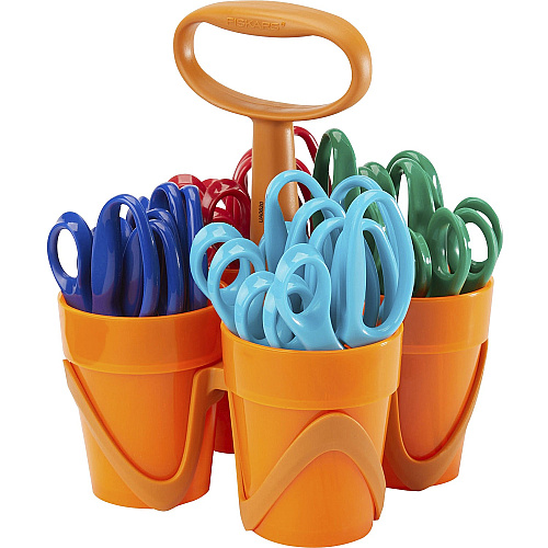 Fiskars 5" Pointed-tip Kids Scissors 5" Overall Length Safety Edge Blade - Pointed Tip - Red, Blue, Turquoise, Green - 1 Each (1943001069)