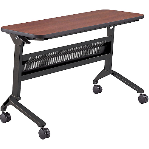 Safco Flip-N-Go Rectangular Training Table Biltmore Cherry Rectangle Top - Black Base - 150 lb Capacity - 48" Table Top Width x 18" Table Top Depth x 1.20" Table Top Thickness - 29" Height - Training Room - Assembly Required - Low Pressure  (LF1848TSLCRM)