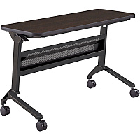 Safco Flip-N-Go Rectangular Training Table Mocha Rectangle Top - Black Base - 150 lb Capacity - 48" Table Top Width x 18" Table Top Depth x 1.20" Table Top Thickness - 29" Height - Training Room - Assembly Required - Low Pressure Laminate ( (LF1848TSLDCM)