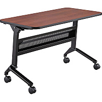 Safco Flip-N-Go Rectangular Training Table Biltmore Cherry Rectangle Top - Black Base - 150 lb Capacity - 48" Table Top Width x 24" Table Top Depth x 1.20" Table Top Thickness - 29" Height - Training Room - Assembly Required - Low Pressure  (LF2448TSLCRM)
