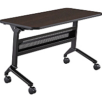 Safco Flip-N-Go Rectangular Training Table Mocha Rectangle Top - Black Base - 150 lb Capacity - 48" Table Top Width x 24" Table Top Depth x 1.20" Table Top Thickness - 29" Height - Training Room - Assembly Required - Low Pressure Laminate ( (LF2448TSLDCM)