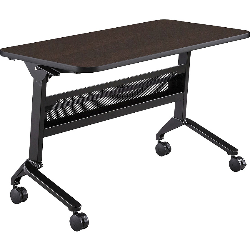 Safco Flip-N-Go Rectangular Training Table Mocha Rectangle Top - Black Base - 150 lb Capacity - 48" Table Top Width x 24" Table Top Depth x 1.20" Table Top Thickness - 29" Height - Training Room - Assembly Required - Low Pressure Laminate ( (LF2448TSLDCM)