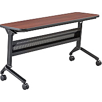Safco Flip-N-Go Rectangular Training Table Biltmore Cherry Rectangle Top - Black Base - 150 lb Capacity - 60" Table Top Width x 18" Table Top Depth x 1.20" Table Top Thickness - 29" Height - Training Room - Assembly Required - Low Pressure  (LF1860TSLCRM)