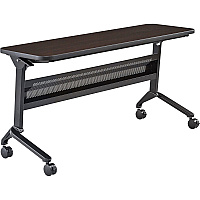 Safco Flip-N-Go Rectangular Training Table Mocha Rectangle Top - Black Base - 150 lb Capacity - 60" Table Top Width x 18" Table Top Depth x 1.20" Table Top Thickness - 29" Height - Training Room - Assembly Required - Low Pressure Laminate ( (LF1860TSLDCM)
