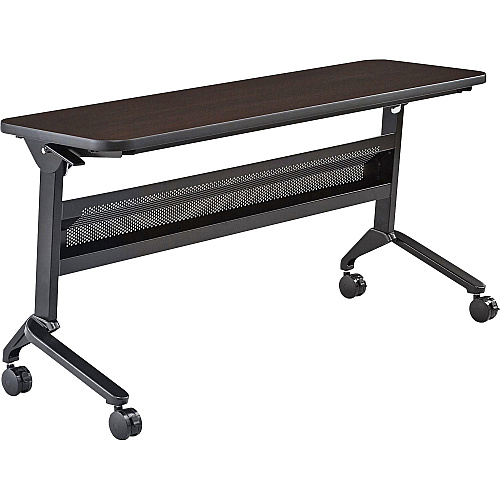 Safco Flip-N-Go Rectangular Training Table Mocha Rectangle Top - Black Base - 150 lb Capacity - 60" Table Top Width x 18" Table Top Depth x 1.20" Table Top Thickness - 29" Height - Training Room - Assembly Required - Low Pressure Laminate ( (LF1860TSLDCM)