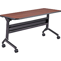 Safco Flip-N-Go Rectangular Training Table Biltmore Cherry Rectangle Top - Black Base - 150 lb Capacity - 60" Table Top Width x 24" Table Top Depth x 1.20" Table Top Thickness - 29" Height - Training Room - Assembly Required - Low Pressure  (LF2460TSLCRM)