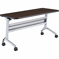 Safco Flip-N-Go Rectangular Training Table Mocha Rectangle Top - Black Base - 150 lb Capacity - 60" Table Top Width x 24" Table Top Depth x 1.20" Table Top Thickness - 29" Height - Assembly Required - Low Pressure Laminate (LPL) Top Materia (LF2460TSLDCM)