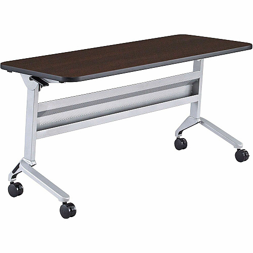 Safco Flip-N-Go Rectangular Training Table Mocha Rectangle Top - Black Base - 150 lb Capacity - 60" Table Top Width x 24" Table Top Depth x 1.20" Table Top Thickness - 29" Height - Assembly Required - Low Pressure Laminate (LPL) Top Materia (LF2460TSLDCM)