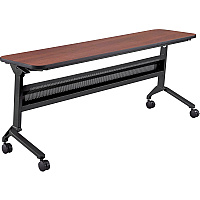 Safco Flip-N-Go Rectangular Training Table Biltmore Cherry Rectangle Top - Black Base - 150 lb Capacity - 72" Table Top Width x 18" Table Top Depth x 1.20" Table Top Thickness - 29" Height - Training Room - Assembly Required - Low Pressure  (LF1872TSLCRM)