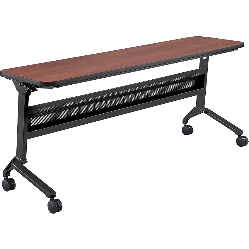 Safco Flip-N-Go Rectangular Training Table Biltmore Cherry Rectangle Top - Black Base - 150 lb Capacity - 72" Table Top Width x 18" Table Top Depth x 1.20" Table Top Thickness - 29" Height - Training Room - Assembly Required - Low Pressure  (LF1872TSLCRM)