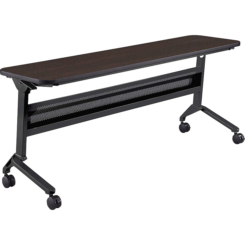 Safco Flip-N-Go Rectangular Training Table Mocha Rectangle Top - Black Base - 150 lb Capacity - 72" Table Top Width x 18" Table Top Depth x 1.20" Table Top Thickness - 29" Height - Training Room - Assembly Required - Low Pressure Laminate ( (LF1872TSLDCM)
