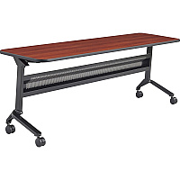 Safco Flip-N-Go Rectangular Training Table Biltmore Cherry Rectangle Top - Black Base - 150 lb Capacity - 72" Table Top Width x 24" Table Top Depth x 1.20" Table Top Thickness - 29" Height - Training Room - Assembly Required - Low Pressure  (LF2472TSLCRM)