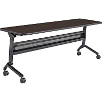 Safco Flip-N-Go Rectangular Training Table Mocha Rectangle Top - Black Base - 150 lb Capacity - 72" Table Top Width x 24" Table Top Depth x 1.20" Table Top Thickness - 29" Height - Training Room - Assembly Required - Low Pressure Laminate ( (LF2472TSLDCM)