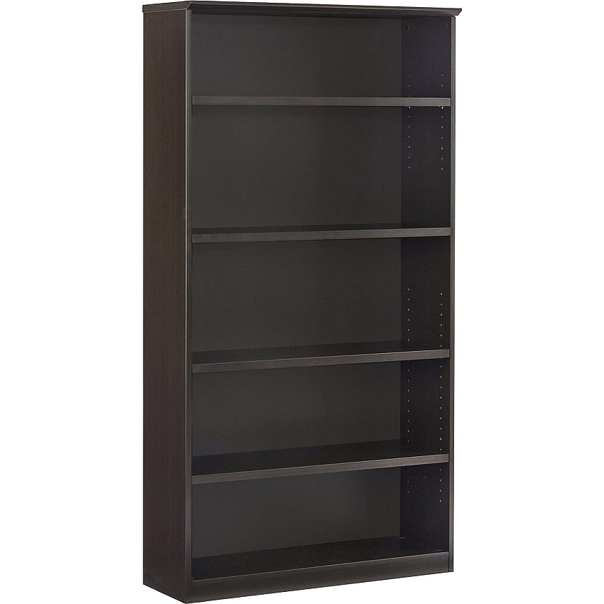 Safco Medina Mocha Laminate Office Unit 1" Thickness Shelf, 68" Height x 36" Width x 13" Depth Bookshelf - 5 Shelve(s) - Beveled Edge - Material: Medium Density Fiberboard (MDF) - Finish: Mocha Laminate - Durable, Ergonomic - For Office, Home -  (MVB5LDC)